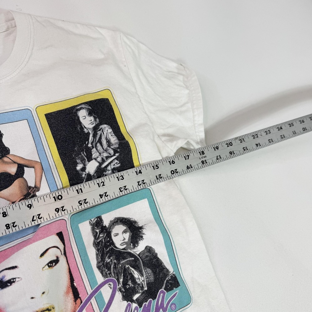 Selena Shirt Womens Small White Multi‎ Photo Collage Graphic Tee 2018 - Picture 3 of 6
